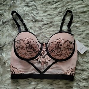 Auden Intimates Pink and Black Bustier Small